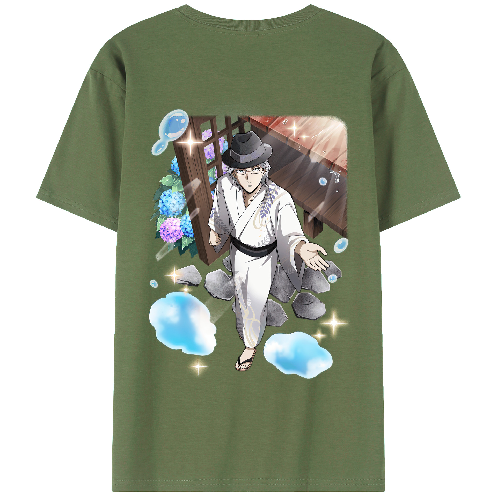 （画像用） 文豪ストレイドッグス Bungo Stray Dogs 綿100％ メンズ半袖Tシャツ（バックプリント） 通気性